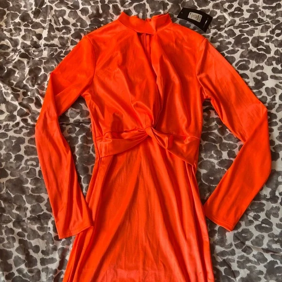 Fashion Nova | Dresses | New Long Sleeve Neon Orange Dress | Poshmark